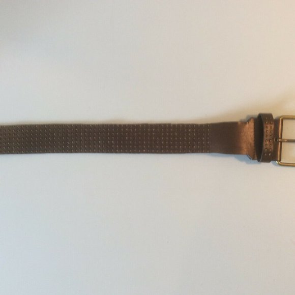 Beaded Brown Belt Size Small One and Half Inch Wide Style Buckle Jean and Pants - Picture 3 of 4